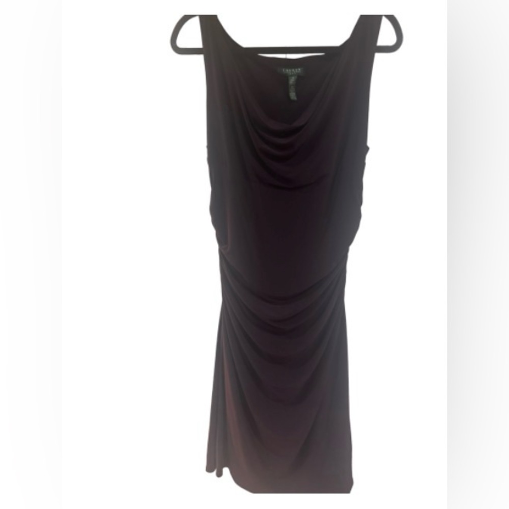 Lauren Ralph Lauren purple  Sleeveless Draped Cowl-Neck ruched Dress